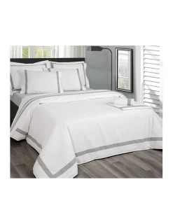 Portugal Natura BRANCO / BRANCO C/ BARRA CINZA  Jogo de lençóis 100% algodão penteado cetim 500 fios Discount