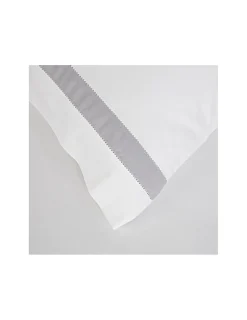 Portugal Natura BRANCO / BRANCO C/ BARRA CINZA  Jogo de lençóis 100% algodão penteado cetim 500 fios Discount