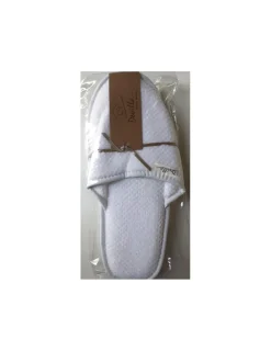 Portugal Natura L - Chinelos de banho jacquard veludo- Chinelos 100% algodão Branco New