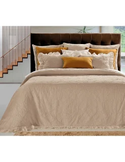 Portugal Natura 250x260 CM - COLCHA DE VERÃO COM FOLHOS - COLCHA NINHO DE ABELHA- COLCHA DE VERÃO COR TAUPE Discount