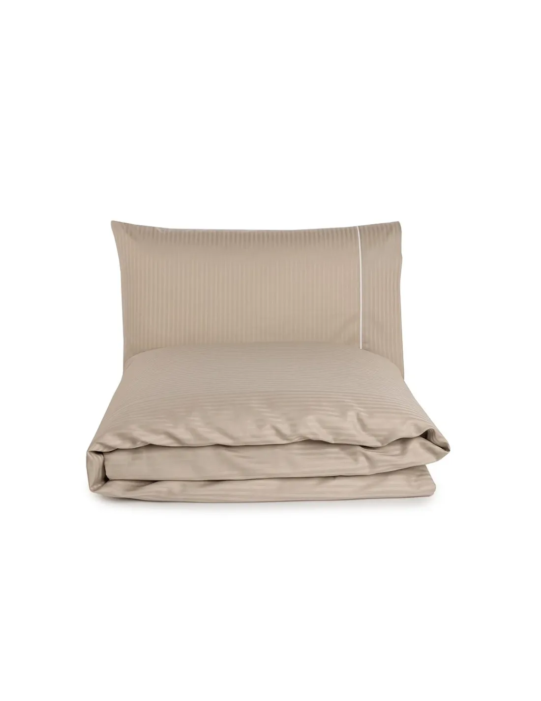 Portugal Natura 300x260 cm - Jogo saco de edredão cetim 300 fios taupe - Riscas Jacquard Hot