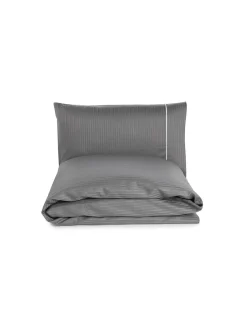 Portugal Natura 180x220 cm - Jogo saco de edredão cetim 300 fios Cinzento - Riscas Jacquard Hot