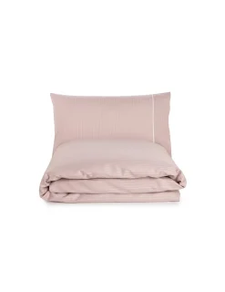 Portugal Natura 260x240 cm - Jogo saco de edredão cetim 300 fios rosa seco - Riscas Jacquard New