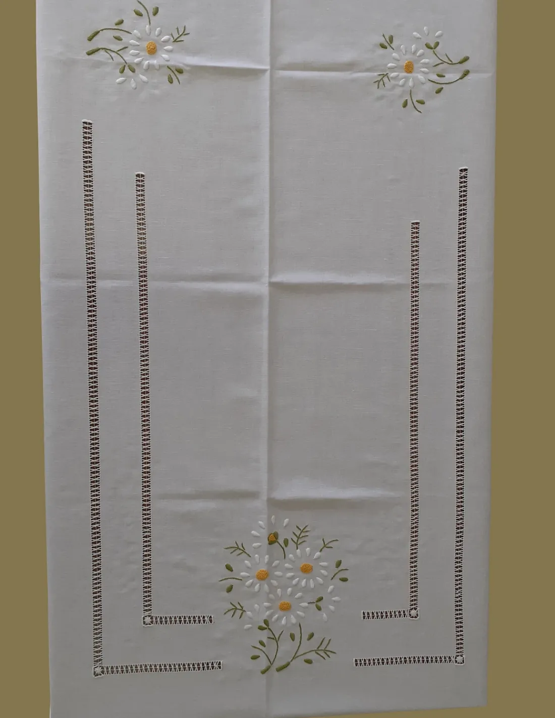 Portugal Natura 175X380 CM - Toalha de mesa de linho bordada a mão - bordados da lixa Clearance