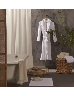 Portugal Natura XL - XXL Roupão com gola clássico em veludo -  Robe 100% algodão Branco Hot